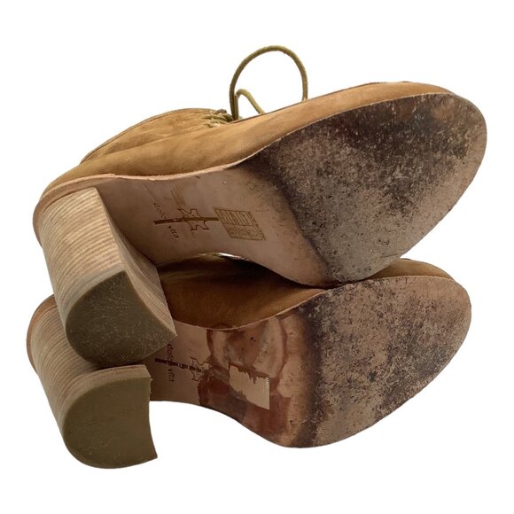 DOLCE VITA Women's 9 Jada Moc Toe Heeled Booties Ankle Boots Nubuck Leather Tan - Picture 6 of 9